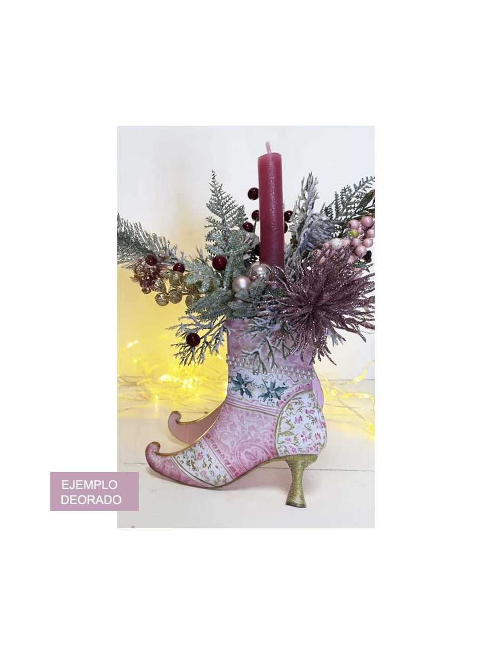 Bota rosa baja de 16x16 con tela prediseñada