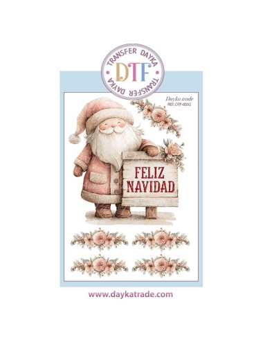  Transferencia textil papá Noel rosa