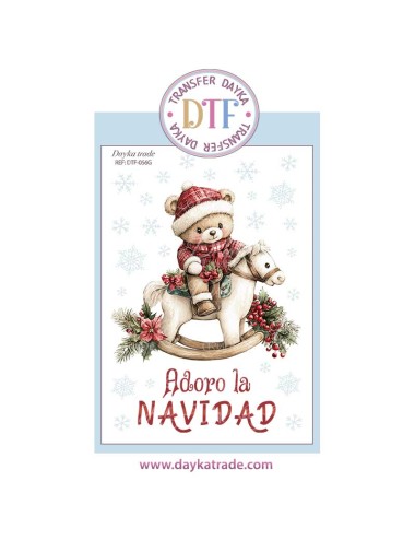  Transferencia textil osito en balancín Adoro la Navidad