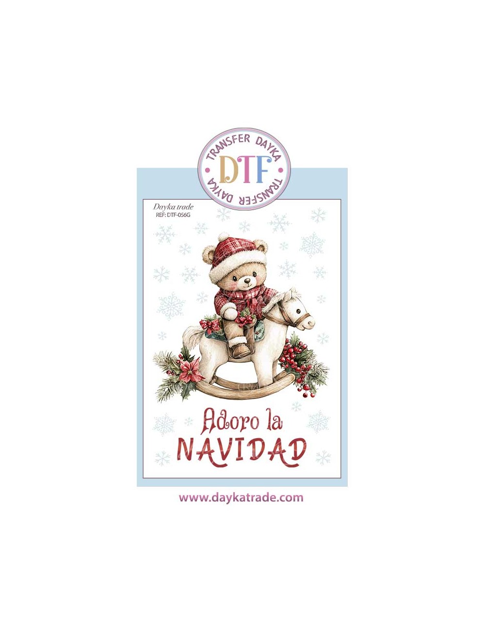  Transferencia textil osito en balancín Adoro la Navidad