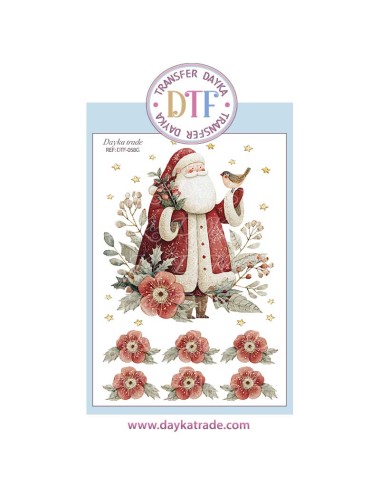  Transferencia textil con dibujos Papá Noel rojos