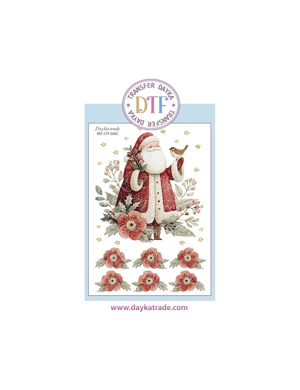  Transferencia textil con dibujos Papá Noel rojos