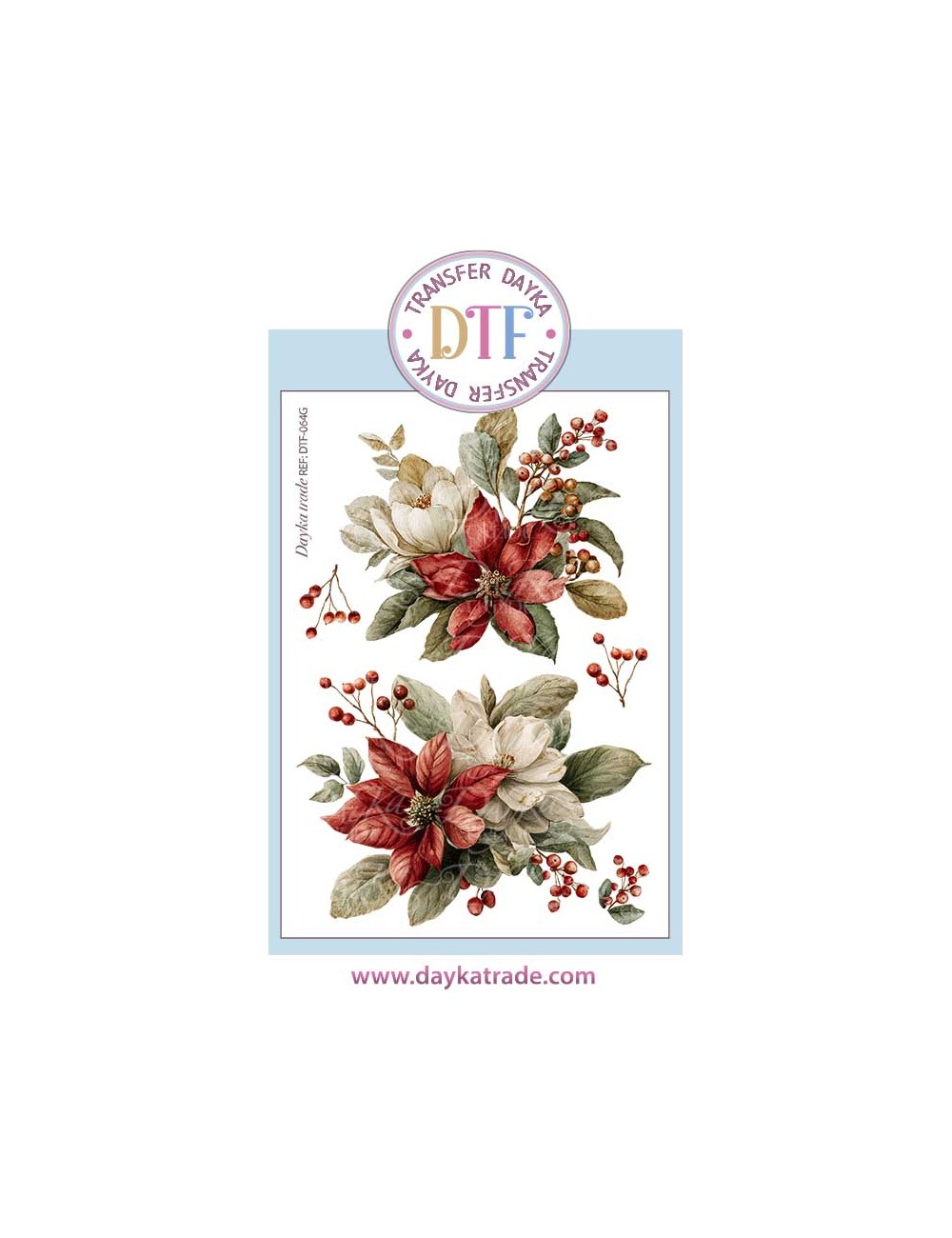 Transferencia textil con dibujos flore rojas