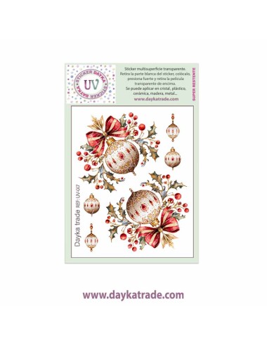 UV Sticker transparente bolas de Navidad con ramas