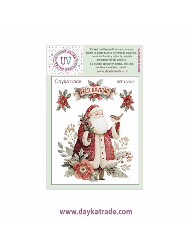 UV Sticker transparente Papá Noel Rojo