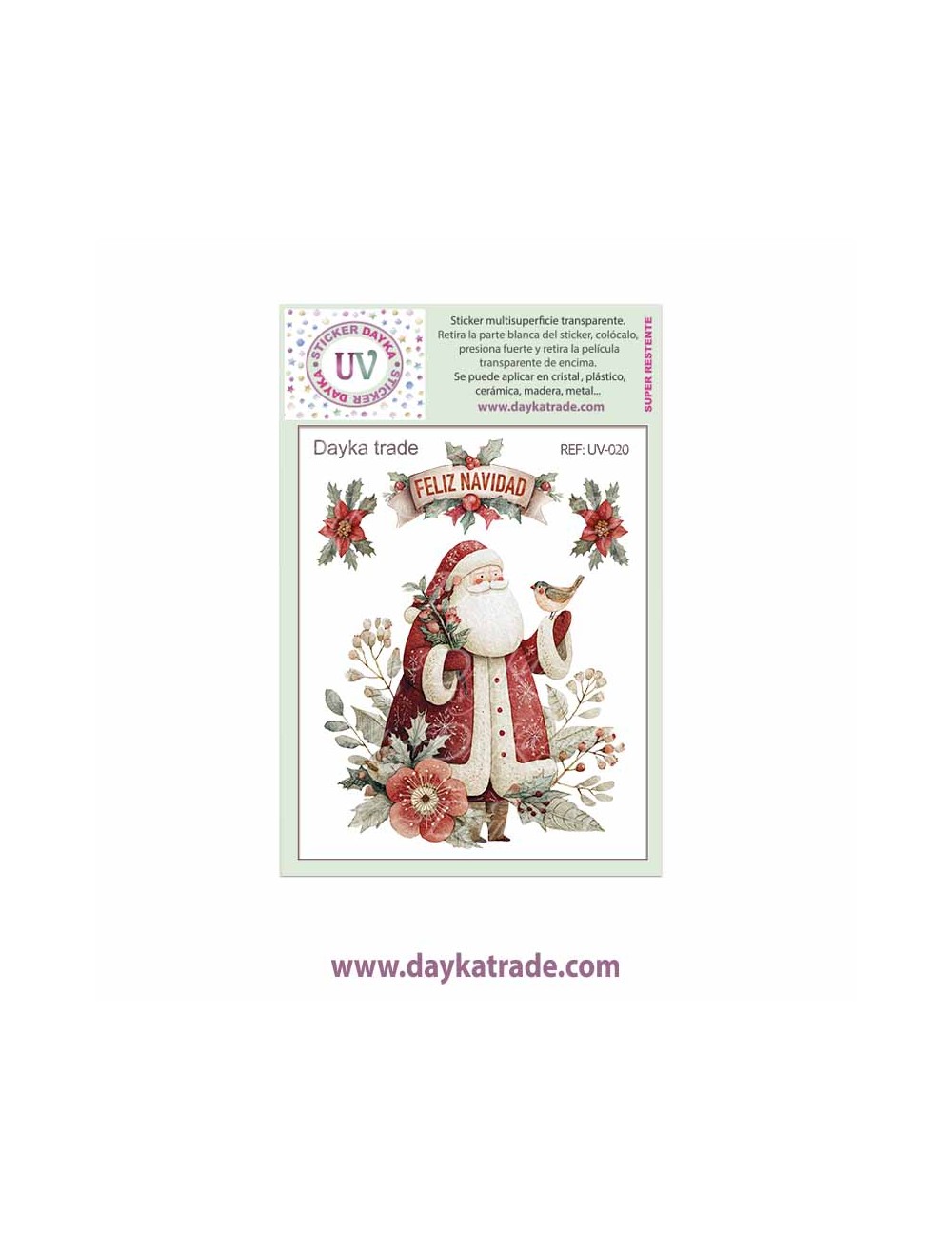UV Sticker transparente Papá Noel Rojo
