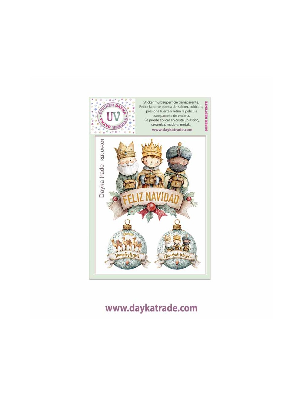 UV Sticker transparente Reyes Magos