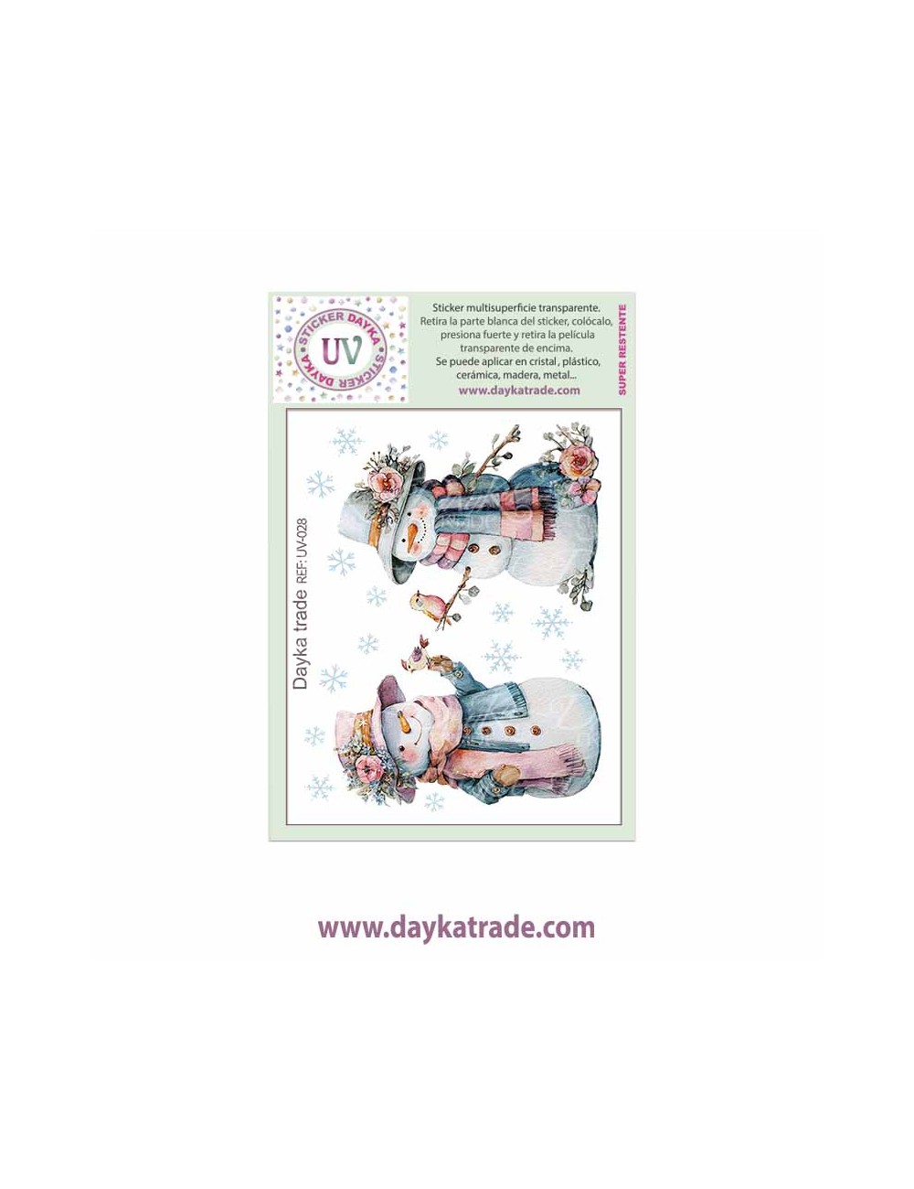UV Sticker transparente muñecos de nieve