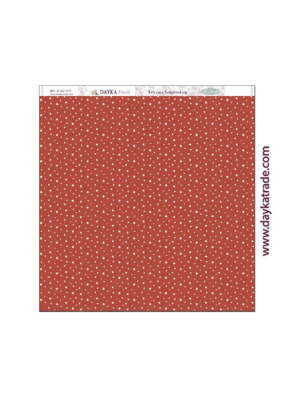 Tela para scrapbooking - fondo rojo con estrellas colección "Escenas de navidad"