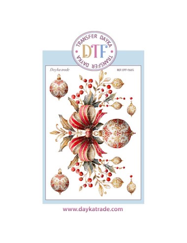  Transferencia textil con dibujos bolas de navidad con ramas