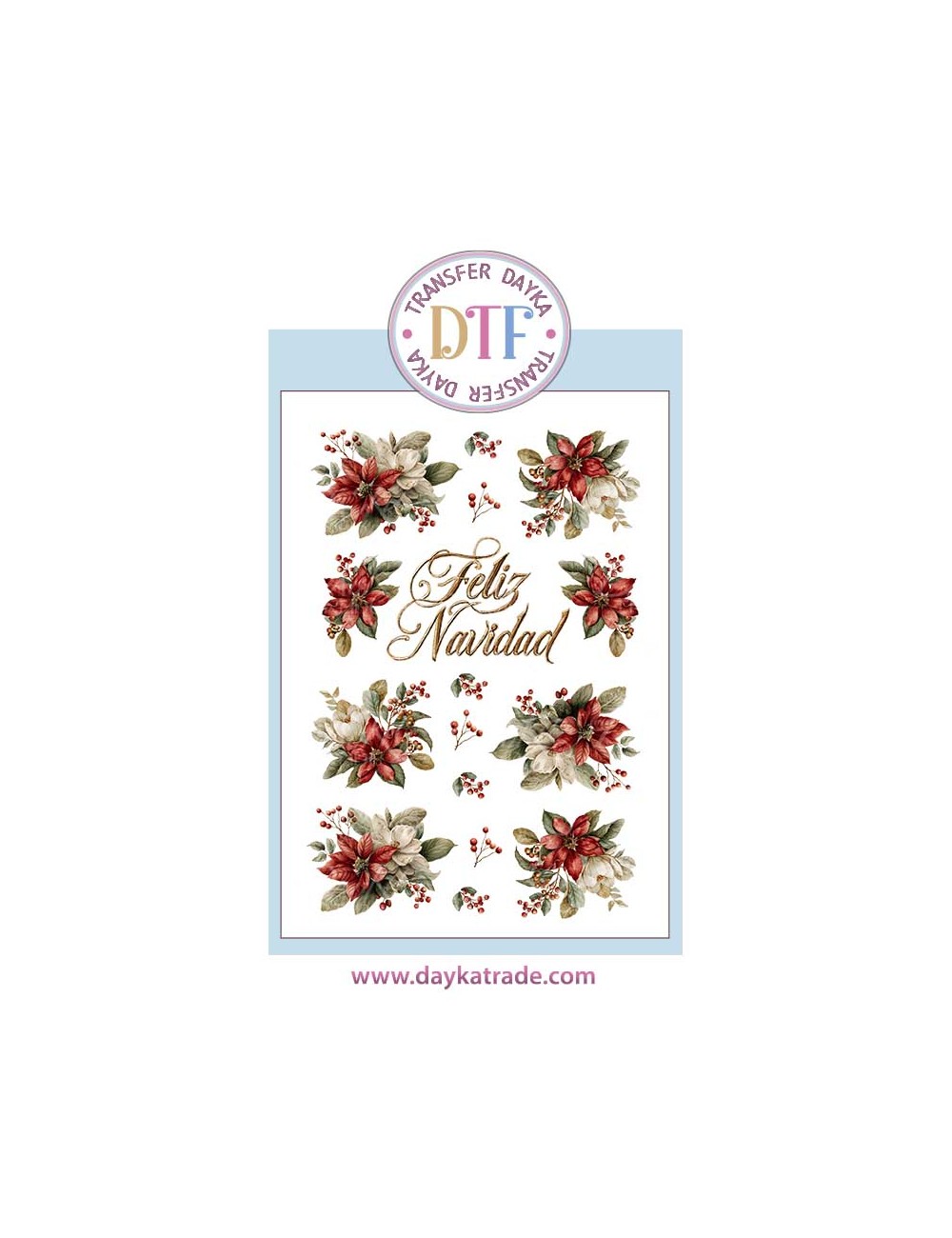  Transferencia textil con dibujos flores y feliz navidad