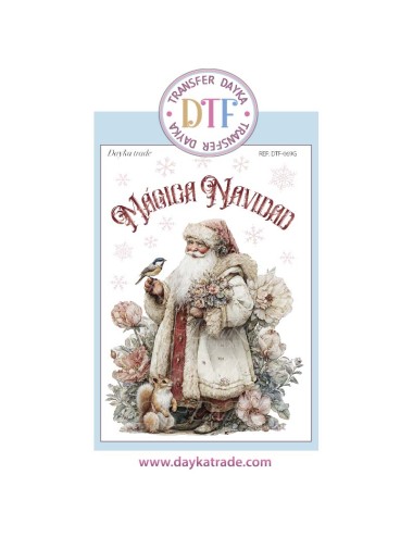 Transferencia textil con dibujo de papá Noel Vintage