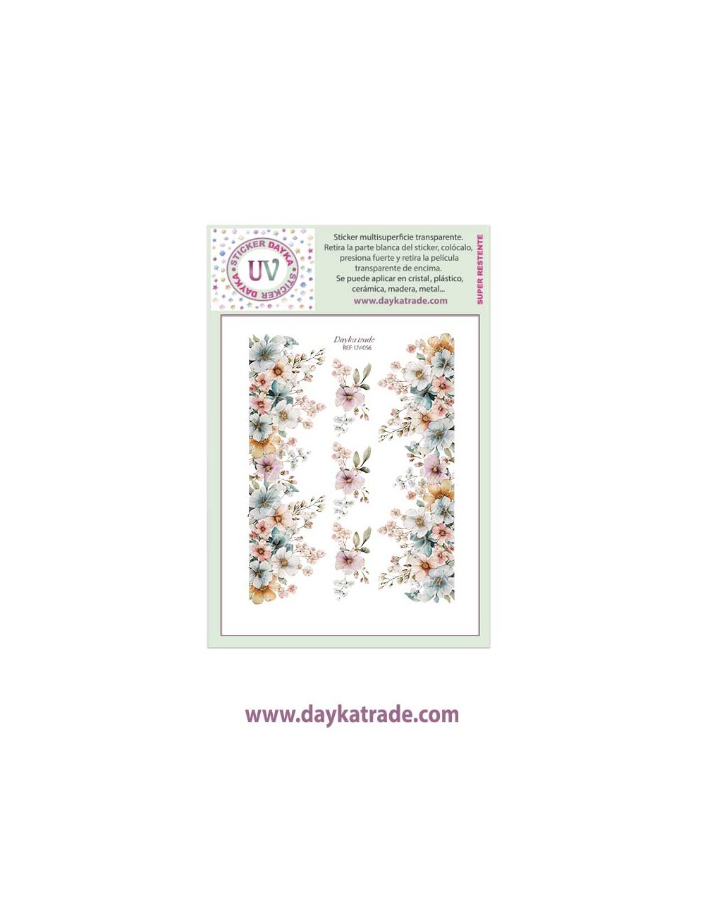 UV Sticker transparente flores