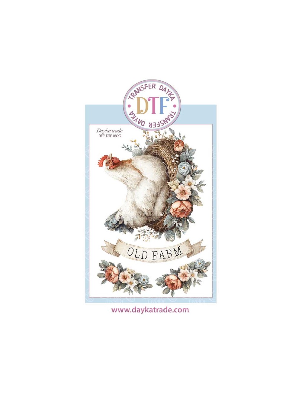 Trasferencia textil con dibujo de gallina