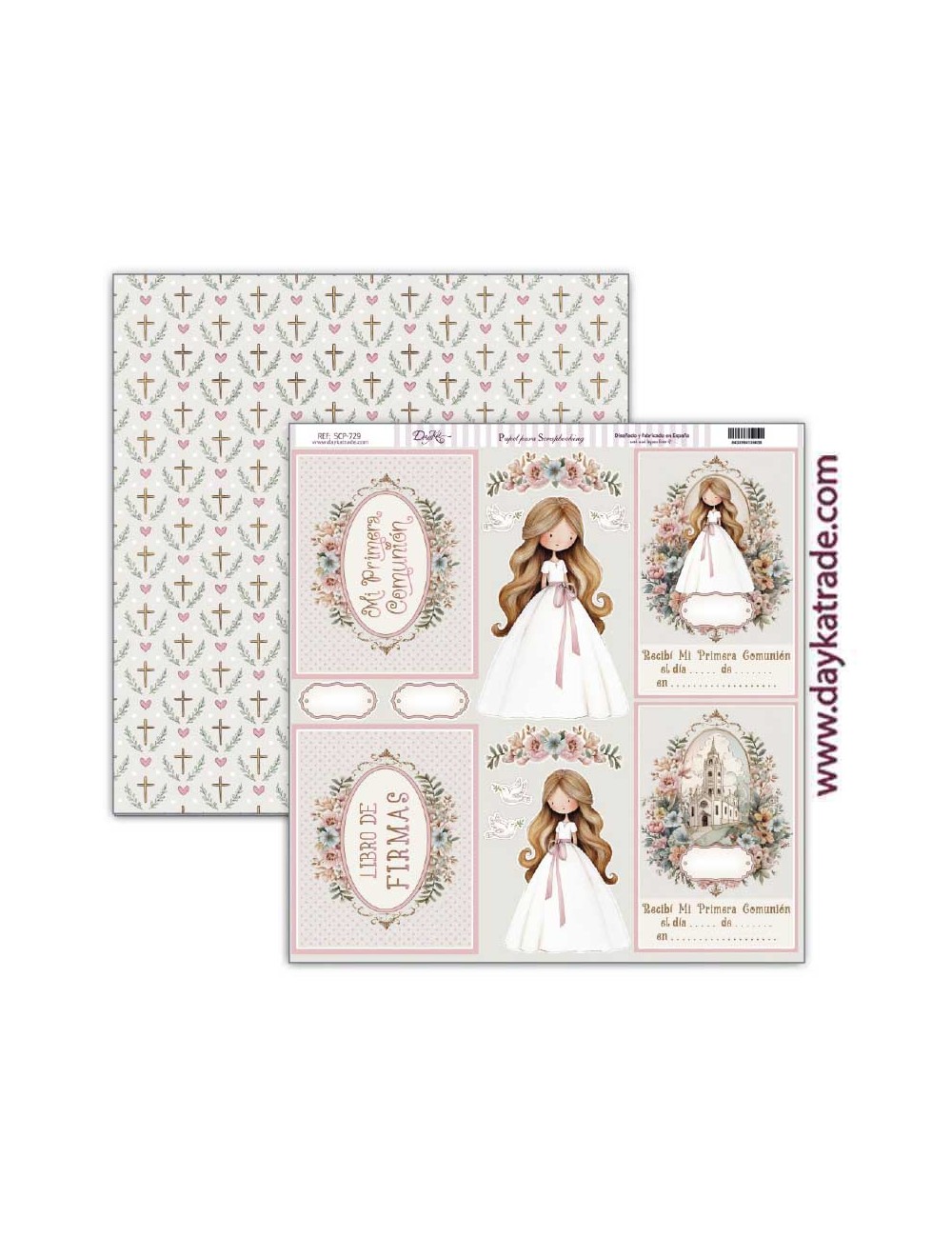 Papel scrap Colección Comunión " Jesus te ama" niña
