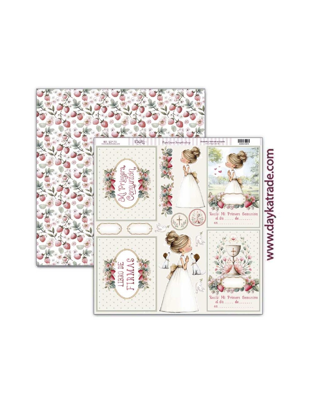 Papel scrap Colección Comunión " Jesus te ama" niña rubia