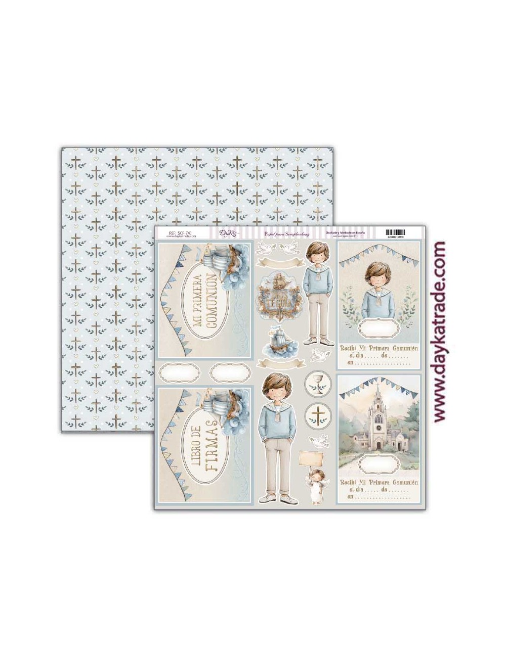 Papel scrap Colección Comunión " Jesus me ama" niño