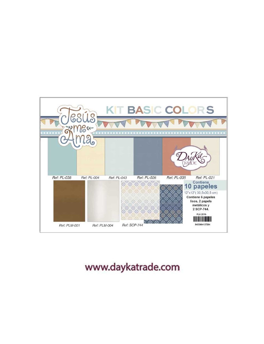 Kit de papeles basic colors colección "Jesus me ama" niño