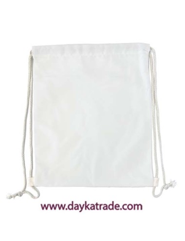 Mochila de tela saco blanca