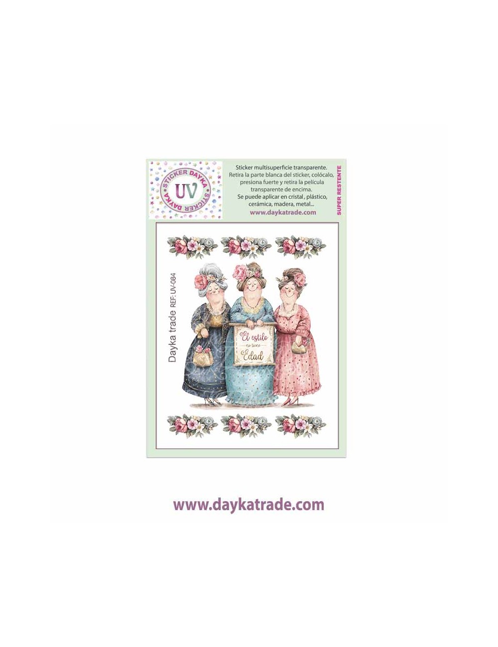 UV Sticker transparente con ilustración de 3 mujeres