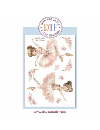 Trasferencia textil con dibujo de bailarinas rosas