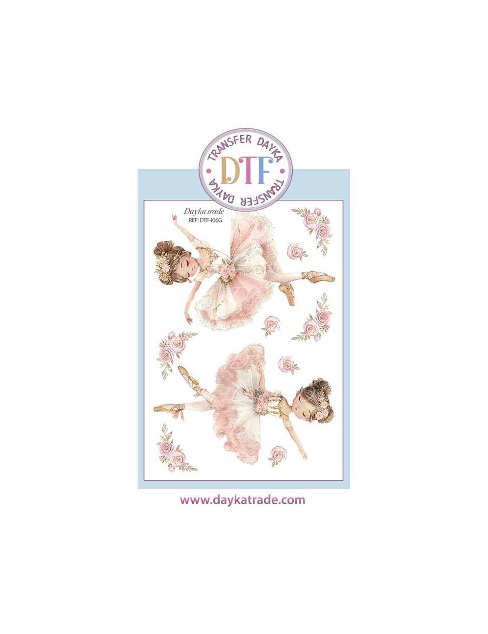 Trasferencia textil con dibujo de bailarinas rosas