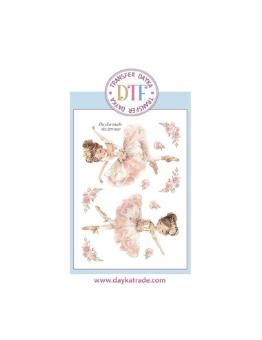 Trasferencia textil con dibujo de bailarinas rosas