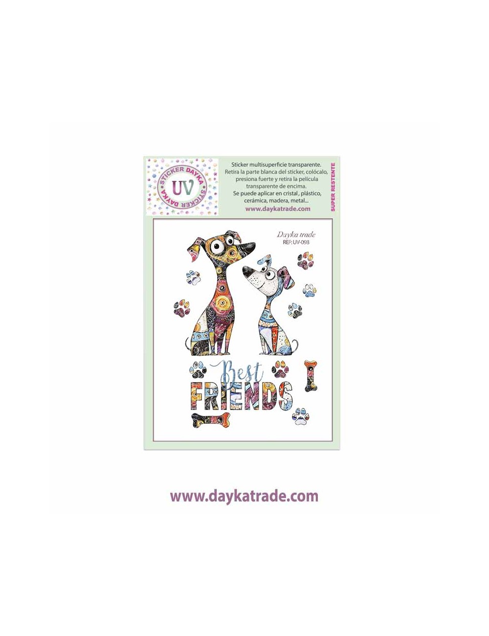 UV Sticker transparente con perros