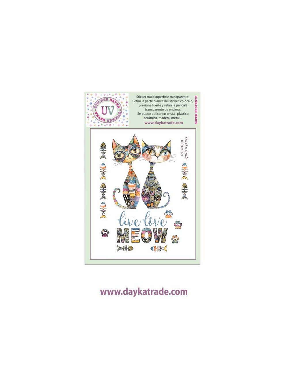 UV Sticker transparente con gatos