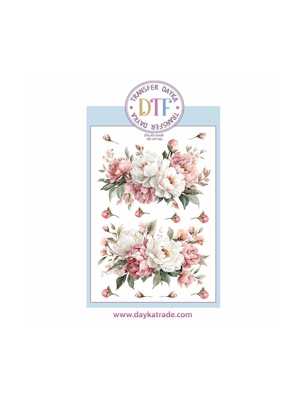 Trasferencia textil con dibujo florea en blanco y rosa