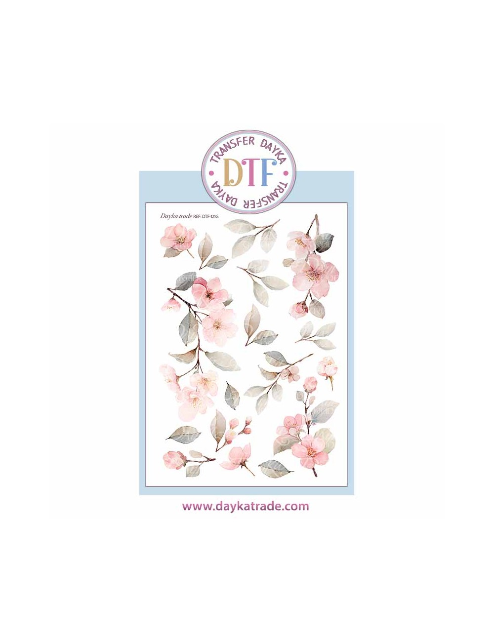 Trasferencia textil con dibujo de ramas con flores