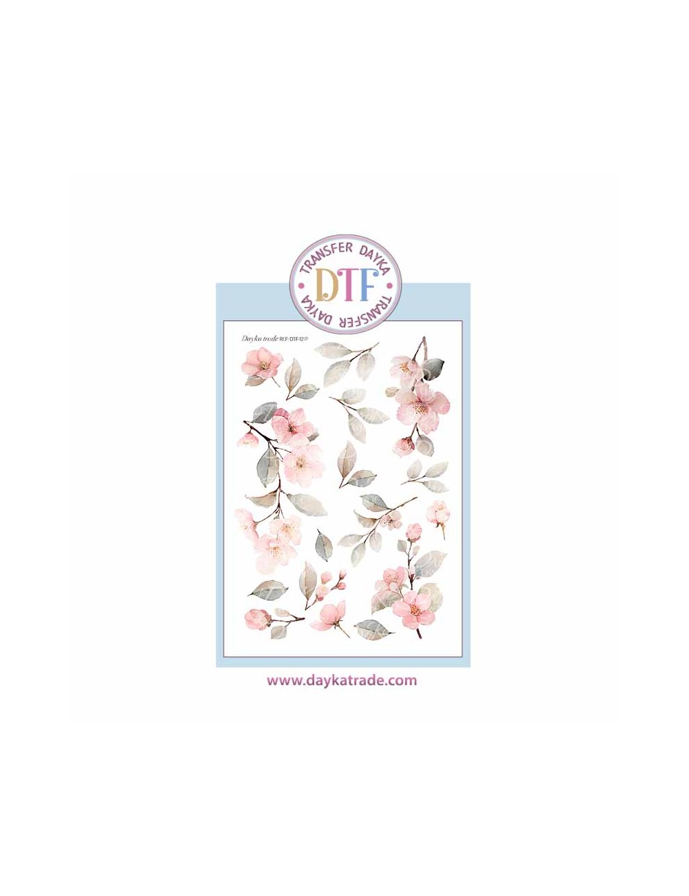Trasferencia textil con dibujo de ramas con flores