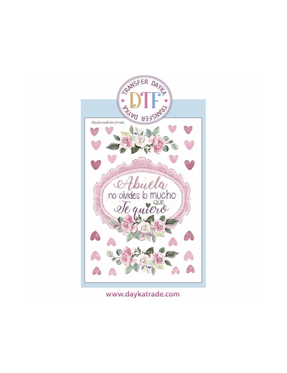 Trasferencia textil con marco, Texto" Abuela"