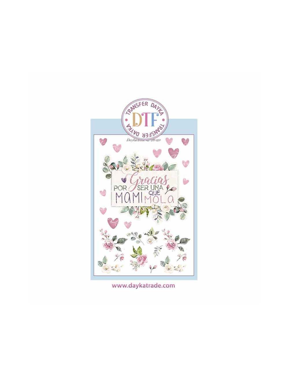 Trasferencia textil con marco y Texto" Gracias por ser una Mami que mola"