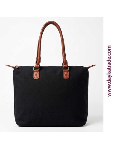 Bolso negro "Shopper bag" con cremallera, asas y bandolera