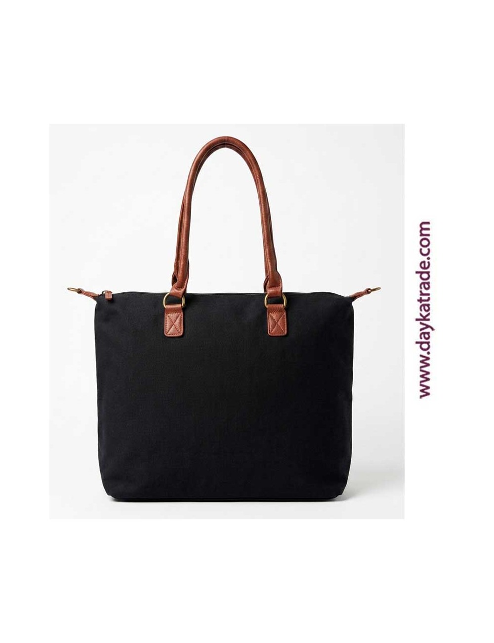 Bolso negro "Shopper bag" con cremallera, asas y bandolera