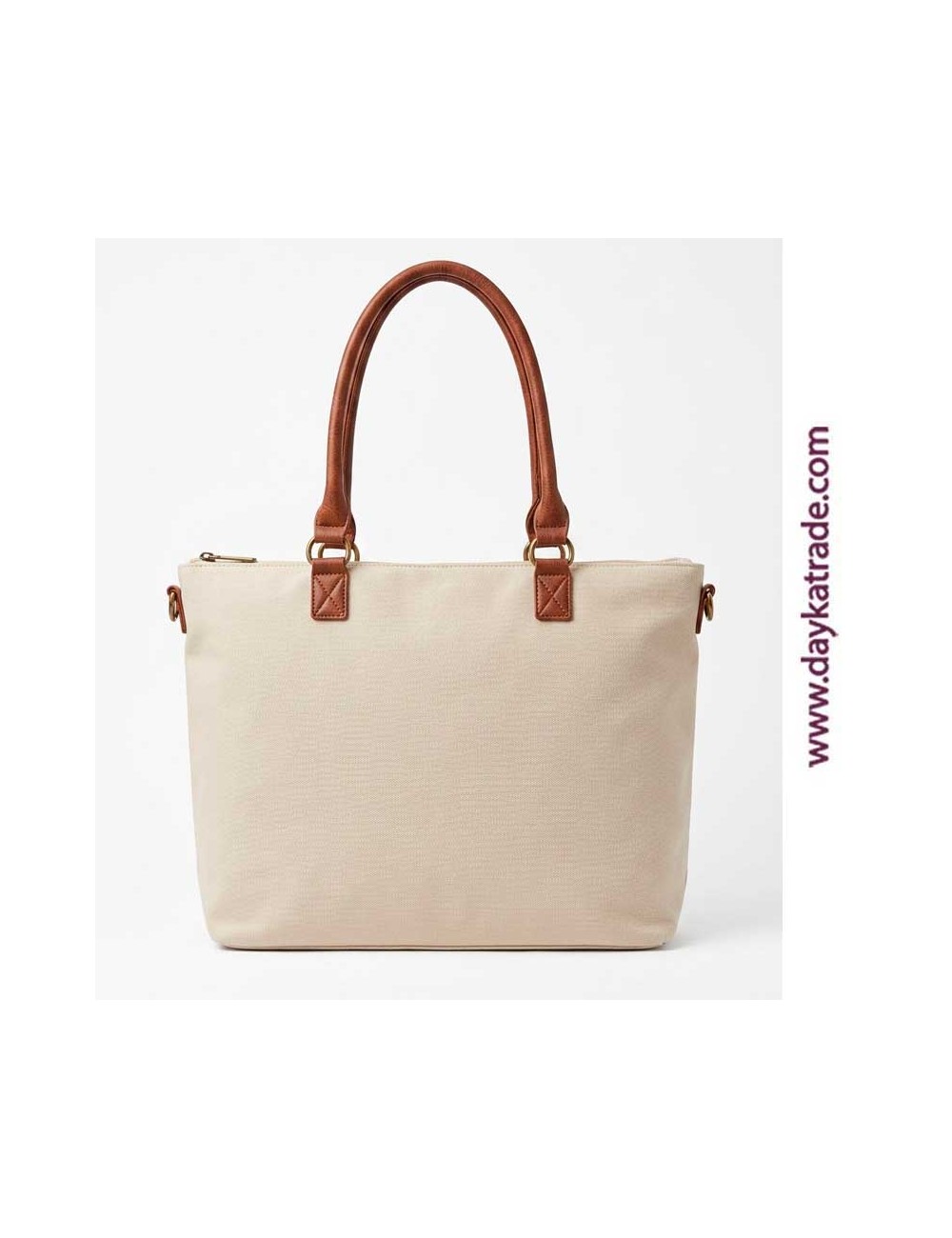 Bolso crema "Shopper bag" con cremallera, asas y bandolera