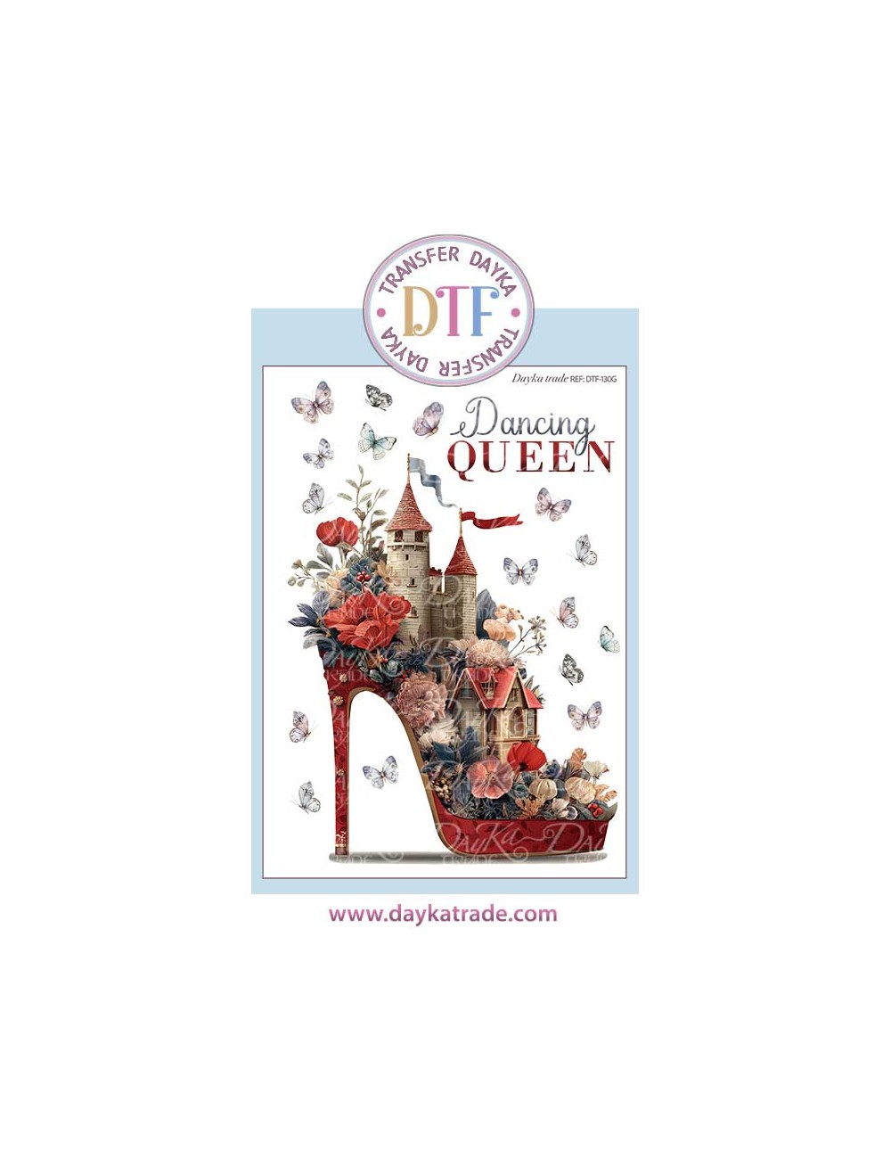 Trasferencia textil con dibujo de zapato texto "Dancing queen"