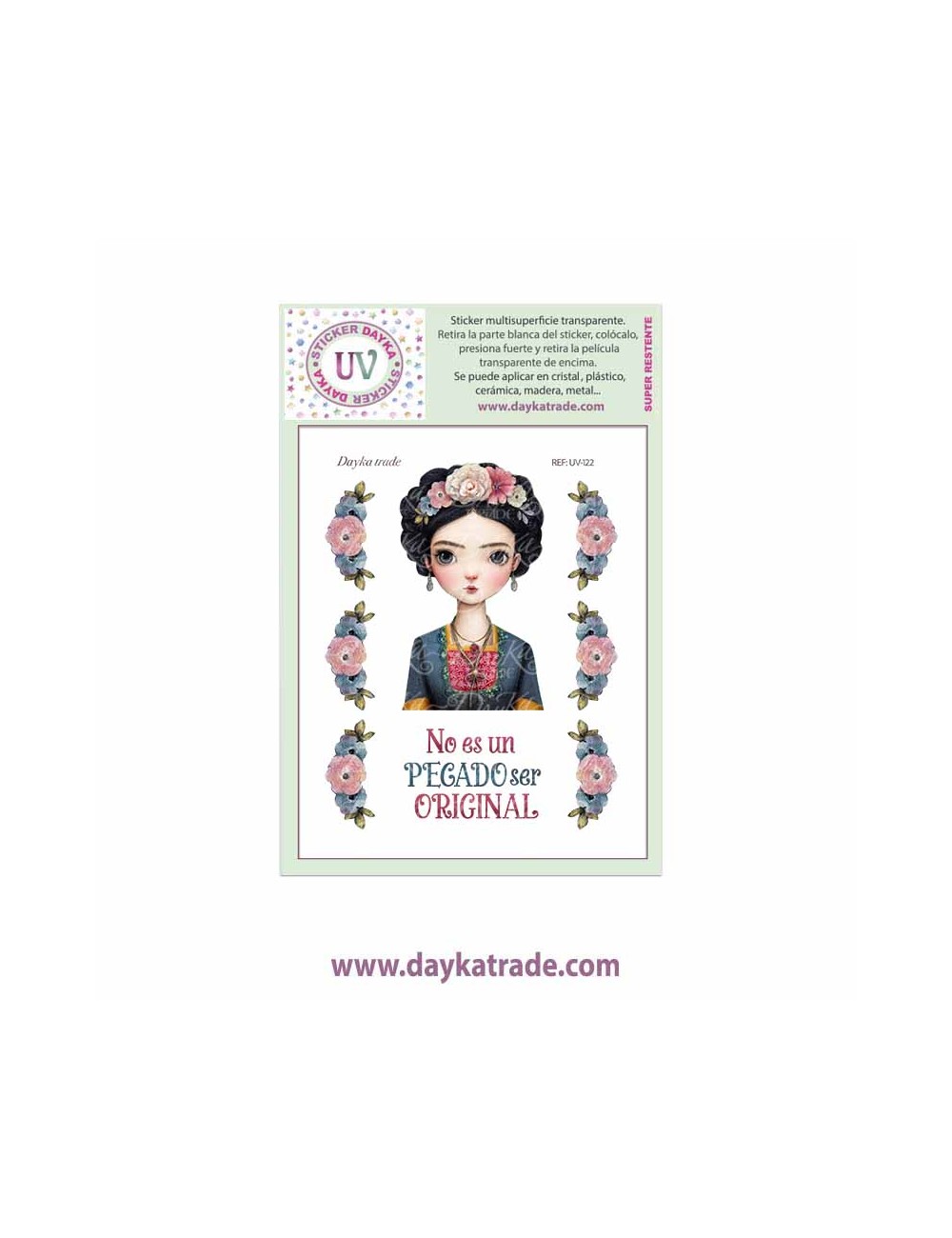 UV Sticker transparente de dibujo de chicas "no es pecado ser original"