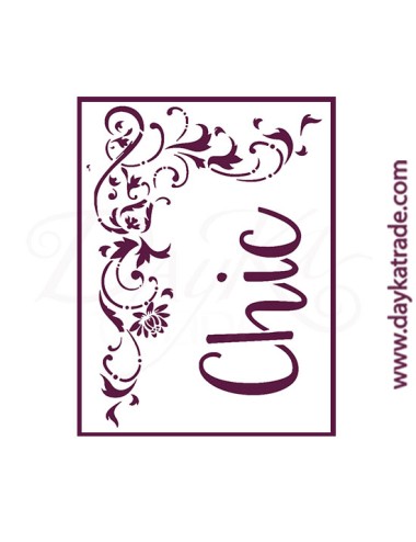 Stencil A4 dayka filigrana con el texto "chic"