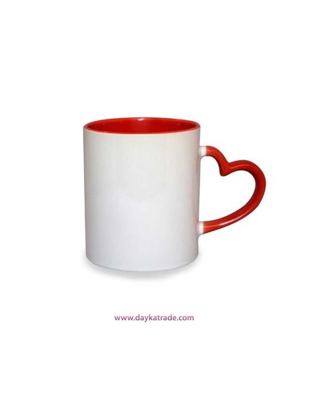 Taza blanca con interior y asa de corazón roja
