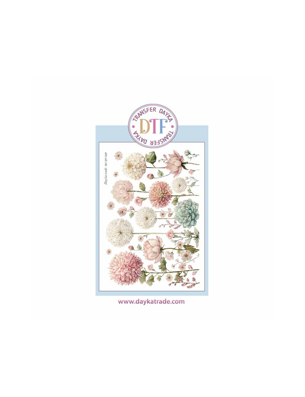 Dtf Dayka, trasferencia textil con dibujo de flores altas, abuelitos, dalias etc.