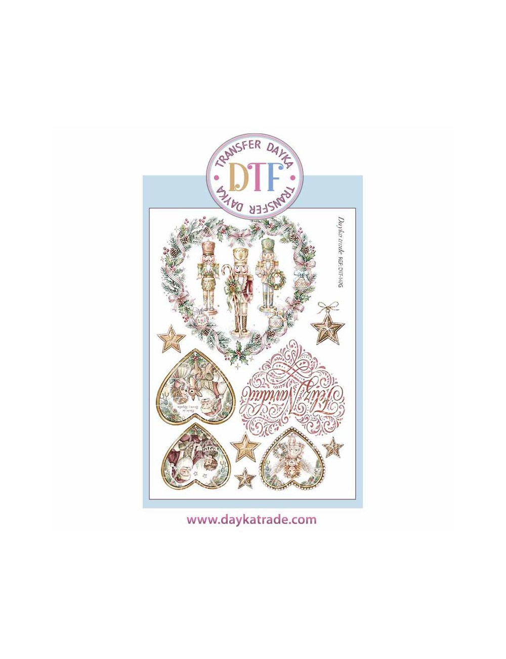 Dtf Dayka, trasferencia textil con dibujo Navideño de corazón con distintos motivos navideños