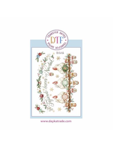 Dtf Dayka, trasferencia textil con dibujo Navideño de gallinas