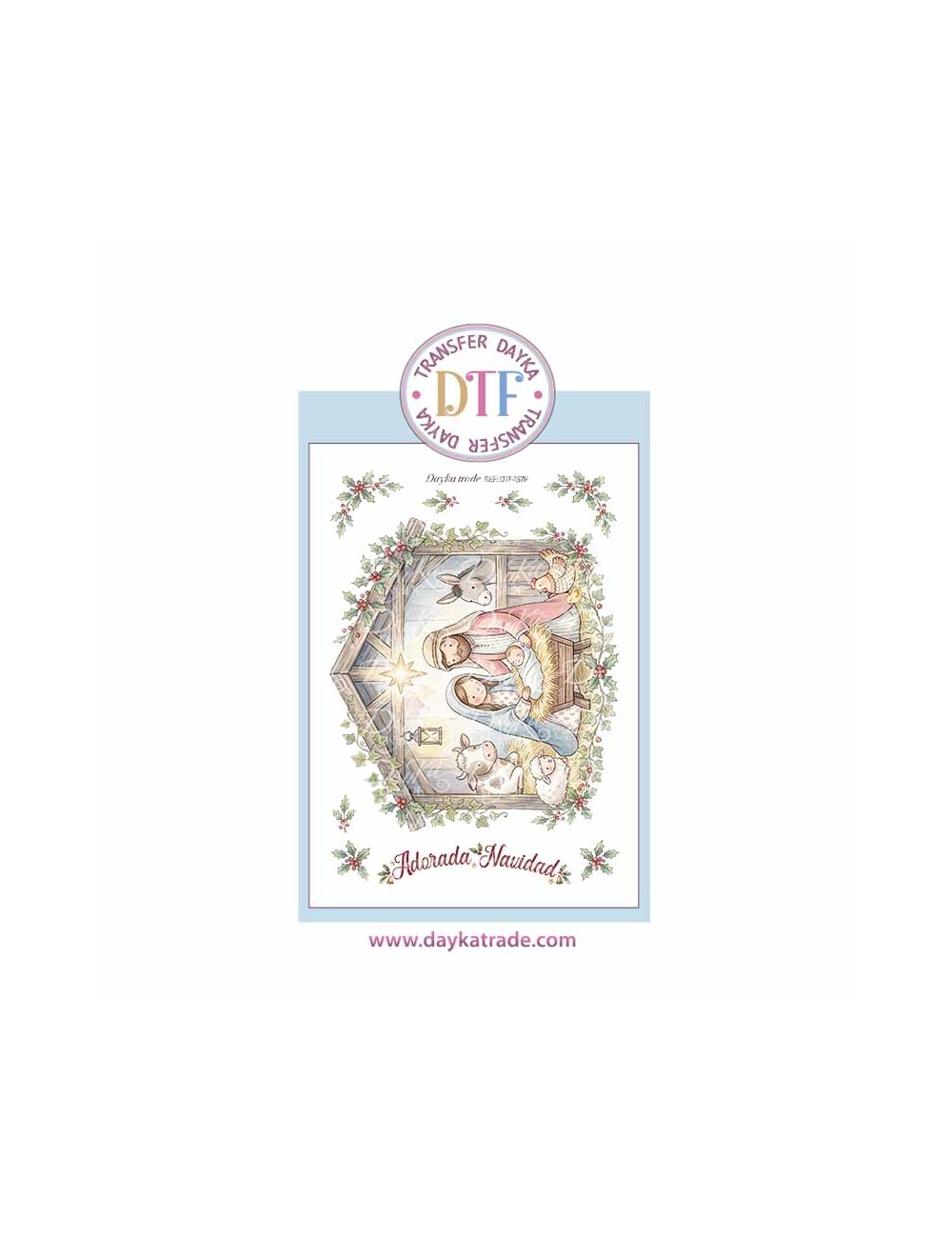 Dtf Dayka, trasferencia textil con dibujo Navideño de Belén