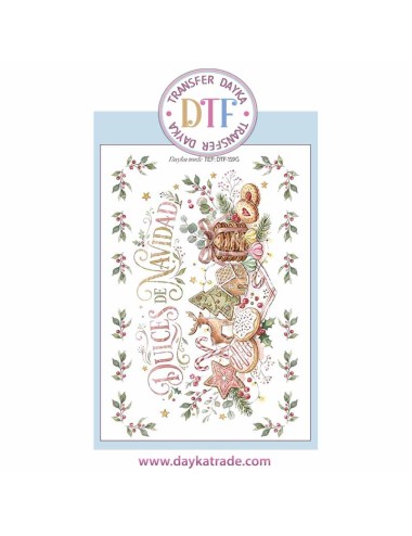 Dtf Dayka, trasferencia textil con dibujo Navideño de Dulces de Navidad