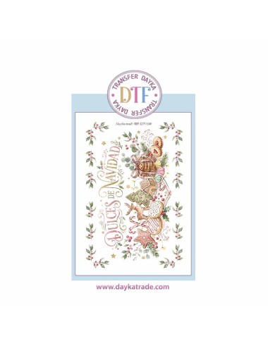 Dtf Dayka, trasferencia textil con dibujo Navideño de Dulces de Navidad