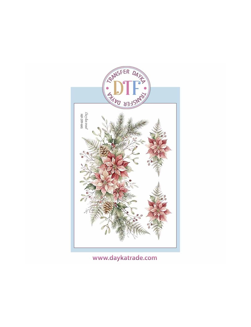 Dtf Dayka, trasferencia textil con dibujo Navideño de flores