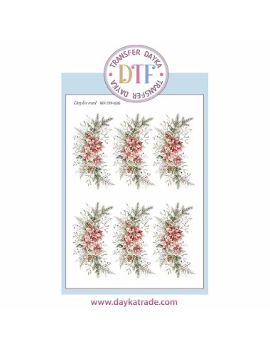 Dtf Dayka, trasferencia textil con dibujo Navideño de flores