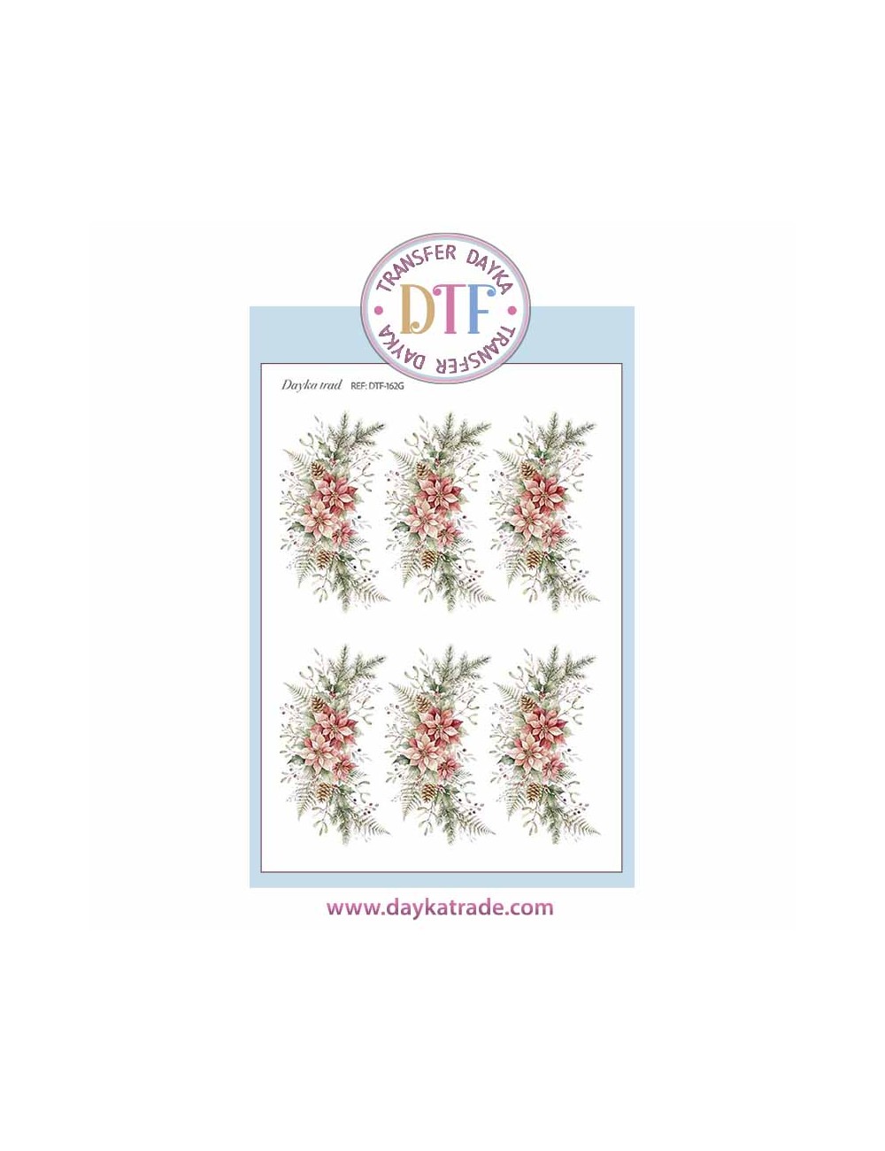 Dtf Dayka, trasferencia textil con dibujo Navideño de flores